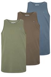 BadRhino Big & Tall 3 PACK Green/Blue/Brown Plain Vest Tops