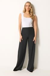 LTS Tall Women's Black & White Pinstripe Wide Leg Trousers | Long Tall Sally 3