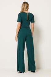 LTS Tall Women's Forest Green Belted Scuba Wide Leg Jumpsuit | Long Tall Sally 2