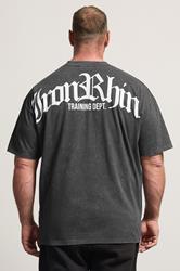 IronRhino Big & Tall Grey Acid Wash Old English T-Shirt | BadRhino 2