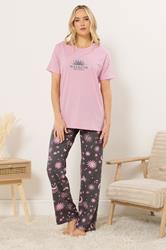 LTS Tall Women's Pink 'Weekend Dreaming' Slogan Pyjama Set | Long Tall Sally 1
