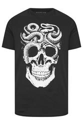 BadRhino Big & Tall Black Skull & Snake Graphic T-Shirt