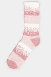2 PACK Grey & Pink Fluffy Bed Socks | Yours Clothing 7