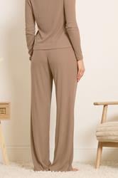 LTS Tall Women's Camel Brown Ribbed Wide Leg Trousers | Long Tall Sally  3