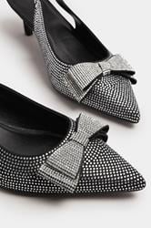 LTS Black Diamante Sparkle Slingback Heels In Standard Fit | Long Tall Sally 4