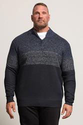 BadRhino Big & Tall Navy Blue Colour Block Quarter Zip Jumper | BadRhino 1