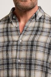 BadRhino Big & Tall Black & Tan Brown Brushed Checked Shirt | BadRhino 5