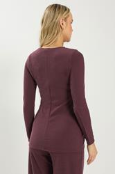 LTS Tall Women's Berry Red Metal Trim Textured Top | Long Tall Sally 3