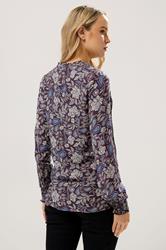 LTS Tall Purple Floral Tie Neck Pintuck Blouse | Long Tall Sally 3