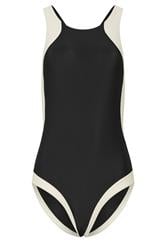 LTS Tall Women's Black & White Colourblock Sporty Swimsuit | Long Tall Sally 5