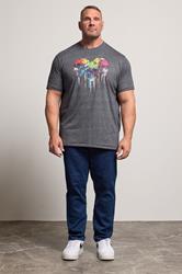 D555 Big & Tall Burgundy Grey Skull Drip Graphic Print T-Shirt | BadRhino 1