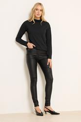 LTS Tall Black Knit Funnel Neck Top | Long Tall Sally 2