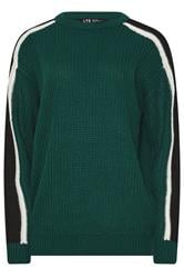 LTS Tall Green Sleeve Stripe Knitted Jumper | Long Tall Sally 5