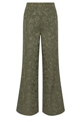 LTS Tall Women's Olive Green Floral Embroidered Wide Leg Trousers | Long Tall Sally 6