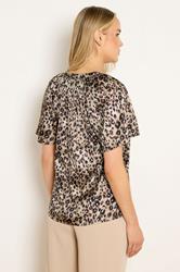 LTS Tall Women's Brown Leopard Print Satin Top | Long Tall Sally 2