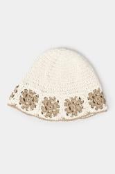 White Crochet Contrast Edge Bucket Hat | Yours Clothing 2