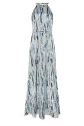 LTS Tall Women's Blue Abstract Satin Halter Neck Dress | Long Tall Sally 2