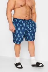 BadRhino Big & Tall Navy Blue Lobster Print Swim Shorts | BadRhino 1
