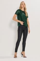 LTS Tall Green Crew Neck Sequin Top | Long Tall Sally 2