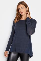 LTS Tall Navy Blue Dip Hem Jumper | Long Tall Sally 1