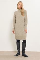 LTS Tall Beige Brown Contrast Trim Jumper Dress | Long Tall Sally 3