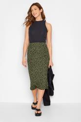 LTS Tall Women's Khaki Green Dalmatian Print Midi Skirt | Long Tall Sally 2