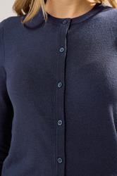 LTS Tall Navy Blue Crew Neck Button Cardigan | Long Tall Sally 4