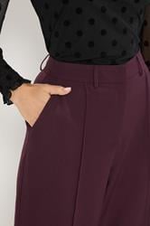 LTS Tall Dark Red Seam Front Wide Leg Trousers | Long Tall Sally 4
