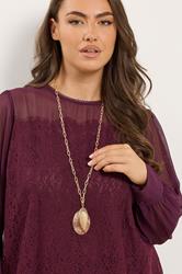 Gold Tone Long Chain Pendant Necklace | Yours Clothing 1