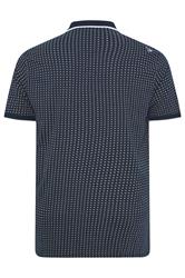 D555 Big & Tall Navy Blue Cotton Jacquard Polo Shirt | BadRhino 4