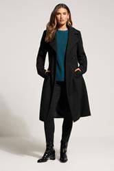LTS Tall Black Formal Wrap Belted Midi Coat | Long Tall Sally 1