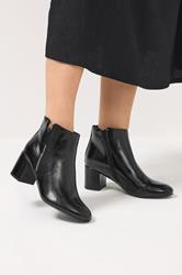 Black Faux Leather Block Heel Ankle Boots In Wide E Fit & Extra Wide EEE Fit | Yours Clothing 2