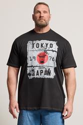 KAM Big & Tall Black Tokyo Print T-Shirt | BadRhino 3