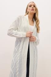 LTS PREMIUM Tall Ivory White Cable Knit Longline Cardigan | Long Tall Sally 3