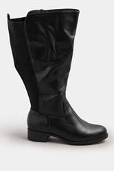 Black Faux Leather Wide Calf Knee High Boots In Extra Wide EEE Fit | Yours Clothing 3