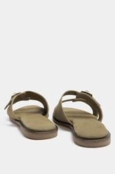Taupe Brown Double Buckle Footed Mule In Extra Wide EEE Fit 6