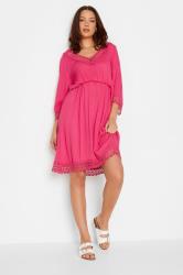 LTS Tall Hot Pink Crochet Kaftan Dress | Long Tall Sally 1