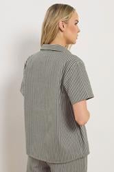 LTS Tall Women's Set Olive Green Stripe Button Cotton Shirt & Trousers | Long Tall Sally 5