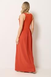 LTS Tall Women's Orange Button Detail Cotton Maxi Dress | Long Tall Sally 2