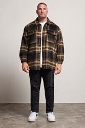 JACK & JONES Big & Tall Monks Robe Brown Check Overshirt | BadRhino 2