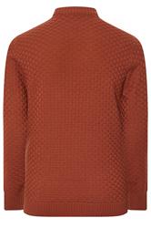 BadRhino Big & Tall Burnt Red Textured Crew Neck Knitted Jumper | BadRhino 6
