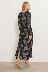 LTS Tall Black & Gold Floral Jacquard Midaxi Dress | Long Tall Sally 3