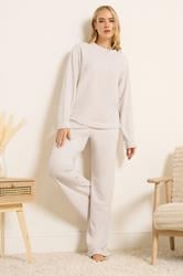 LTS Tall Ivory White Fleece Lounge Trousers | Long Tall Sally 1
