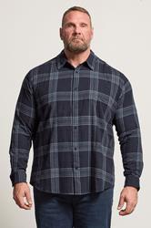 BadRhino Big & Tall Navy Blue Textured Checked Shirt | BadRhino 1
