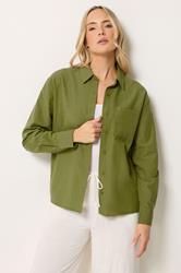 LTS Tall Women's Olive Green Relaxed Linen Long Sleeve Shirt | Long Tall Sally 3