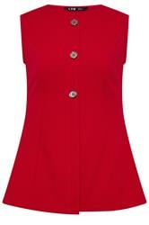 LTS Tall Bright Red Textured Button Waistcoat