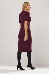LTS Tall Berry Red Tailored Button Midi Dress | Long Tall Sally 3