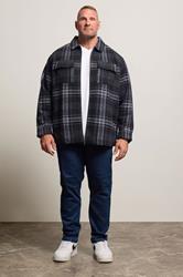 BadRhino Big & Tall Blue Check Print Zip Through Overshirt | BadRhino 2