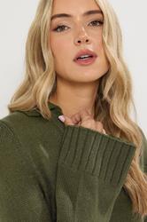 LTS Tall Khaki Green Knitted Collared Jumper | Long Tall Sally 4