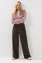 LTS Tall Chocolate Brown Cord Wide Leg Trousers | Long Tall Sally 1